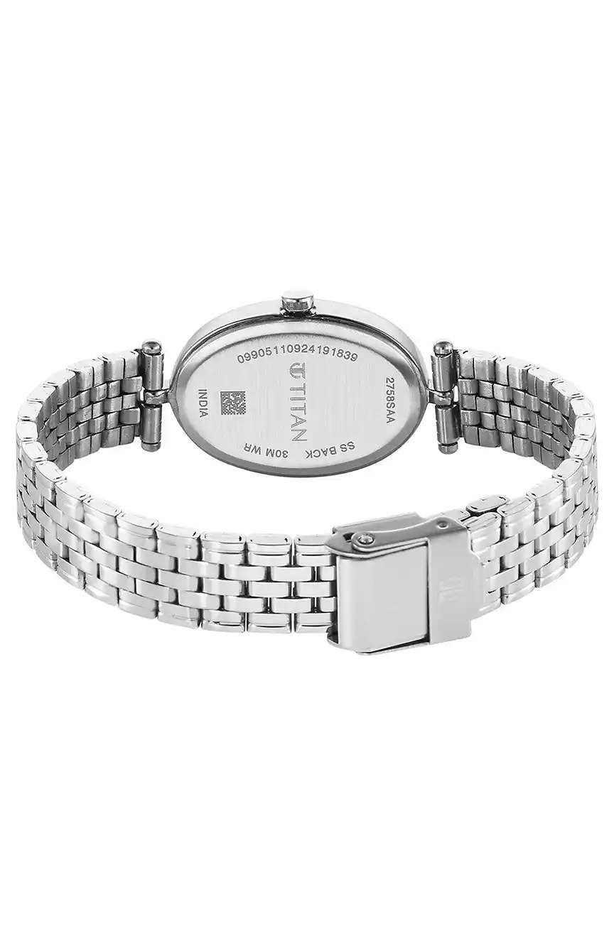 Titan Karishma Quartz Analog Beige Dial Silver Stainless Steel Strap Watch For Women