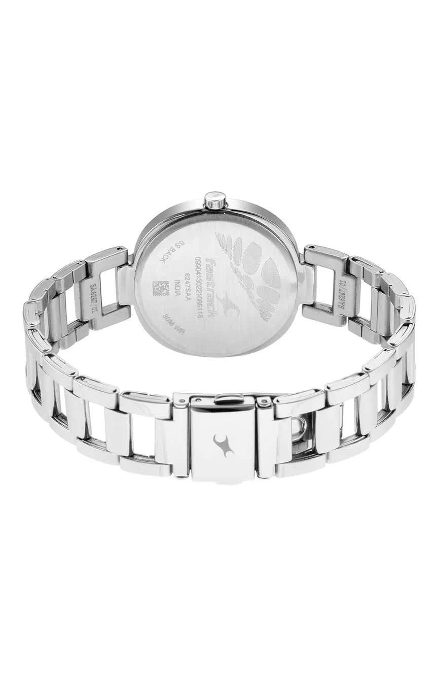 Titan Fastrack Stunners Quartz Analog Silver Dial Metal Strap Watch for Girls