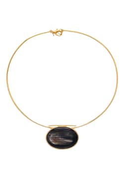 Soyang Paris Gold Plated Brass Bezel horn Necklace