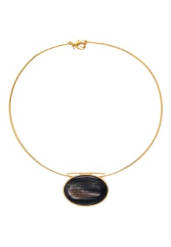 Soyang Paris Gold Plated Brass Bezel horn Necklace