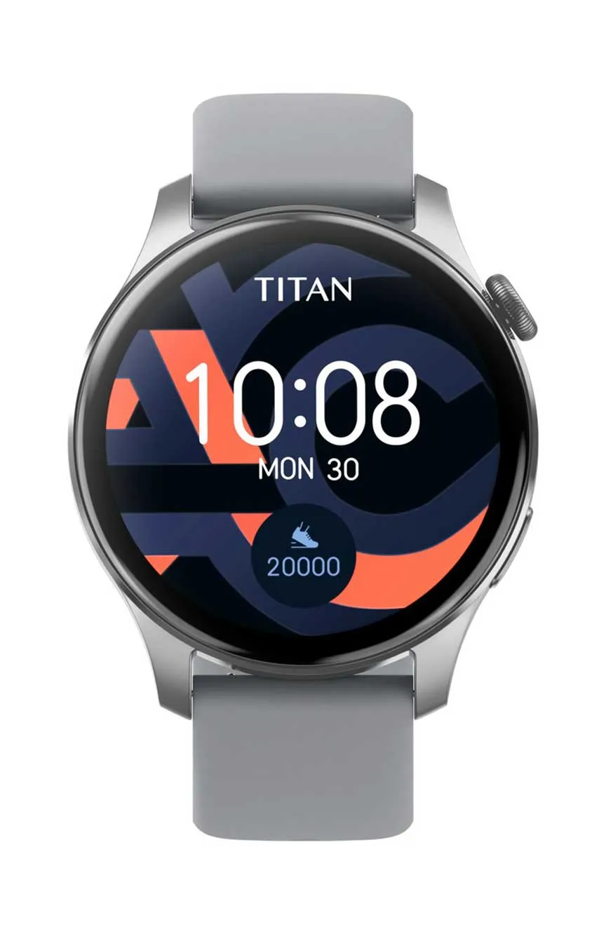 

Titan | Titan Talk- Touch Screen Watch with Grey Strap, BT Calling, AI- Voice Assistant, and Amoled Display