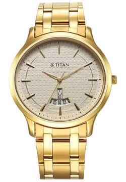 Titan Karishma Quartz Analog Champagne Dial Stainless Steel Strap Watch for Men