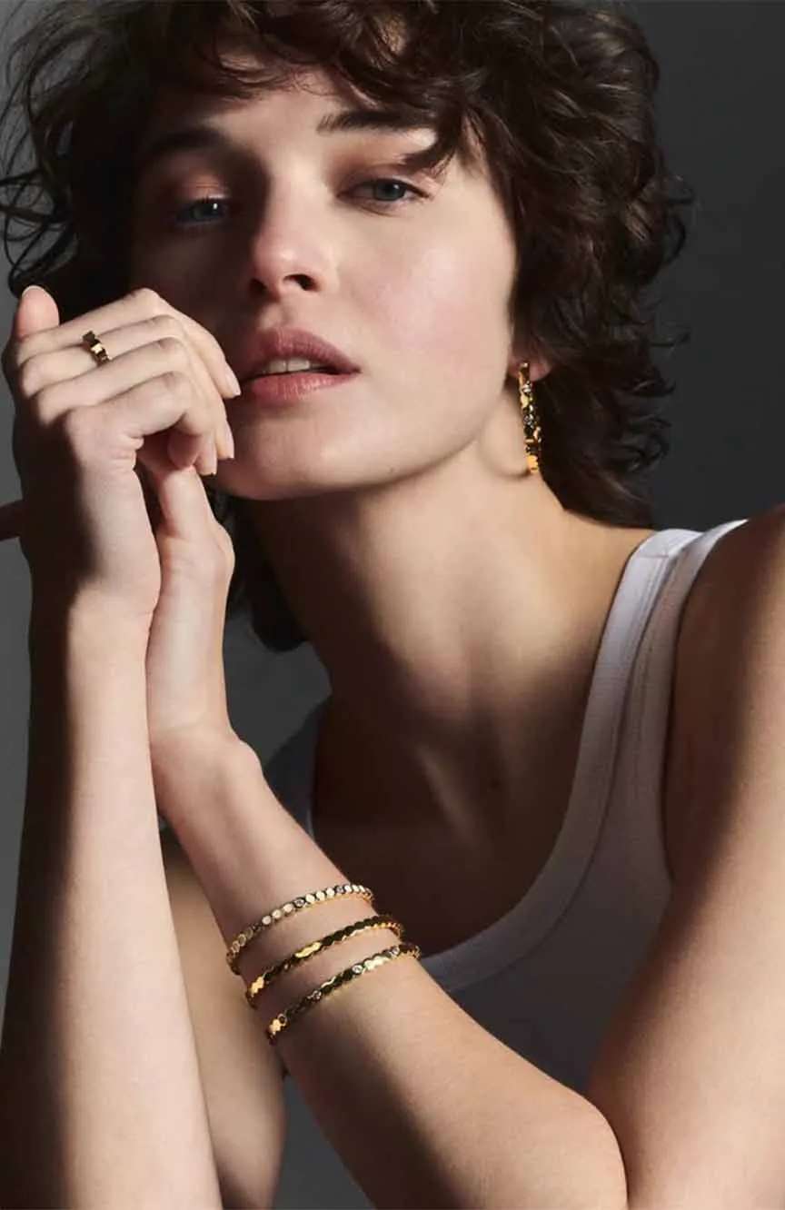 بانجل-أب سوار قابل للتعديل من النحاس المذهب مع زركونيا مكعبة