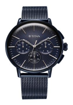 Titan Light leathers Multifunction Anthracite Dial Stainless Steel Strap Watch For Men