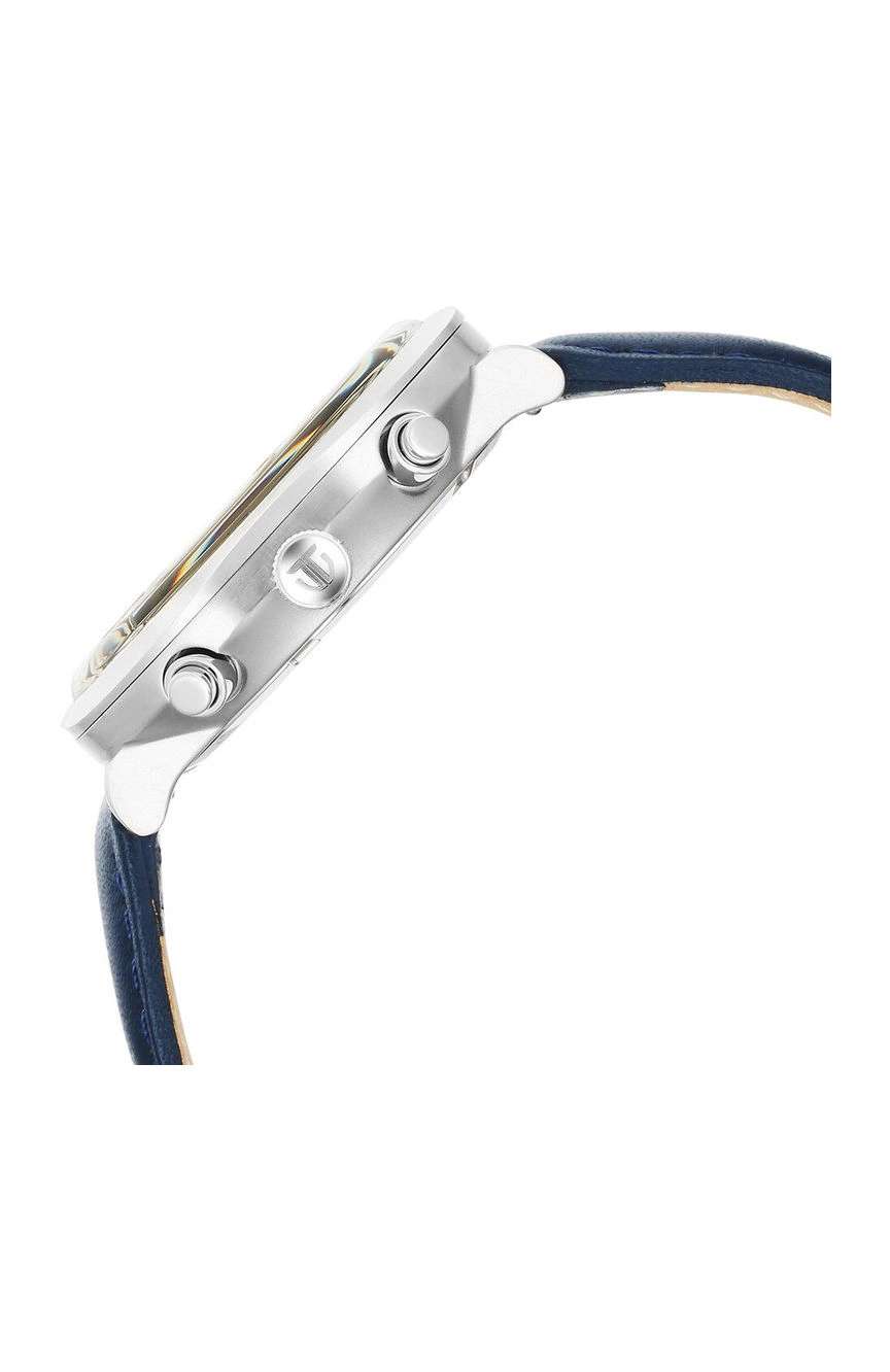 تيتان ساعة تيتان تايملس تريجرز كوارتز مزدوجة التوقيت بميناء أزرق وسوار جلدي أزرق للرجال