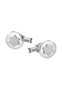 Montblanc Star Cuff Links, Round, Steel, Snowcap Emblem