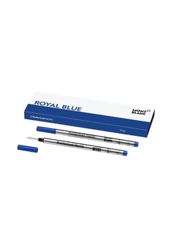 Montblanc عبوّتان لقلم حبر سائل بنهاية كرويّة دون غطاء، رفيع، أزرق ملكي