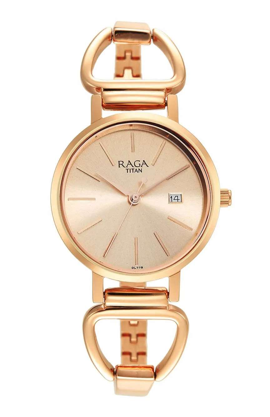 Titan Rose Gold Dial Quartz Analog with Date Watch for Women