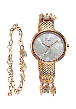 Titan Raga Memoirs Quartz Analog Mother Of Pearl Dial With Rose Gold Metal Strap Watch For Women
