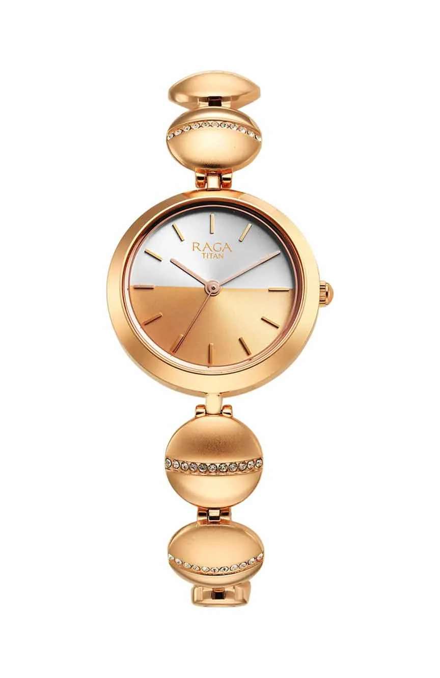 Titan Raga Delight Two Toned Dial Women Watch With Metal Strap
