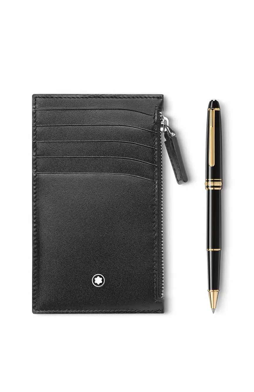 Montblanc Set with Meisterstuck platinum-coated classique rollerball and Meisterstuck pocket 5CC with zip