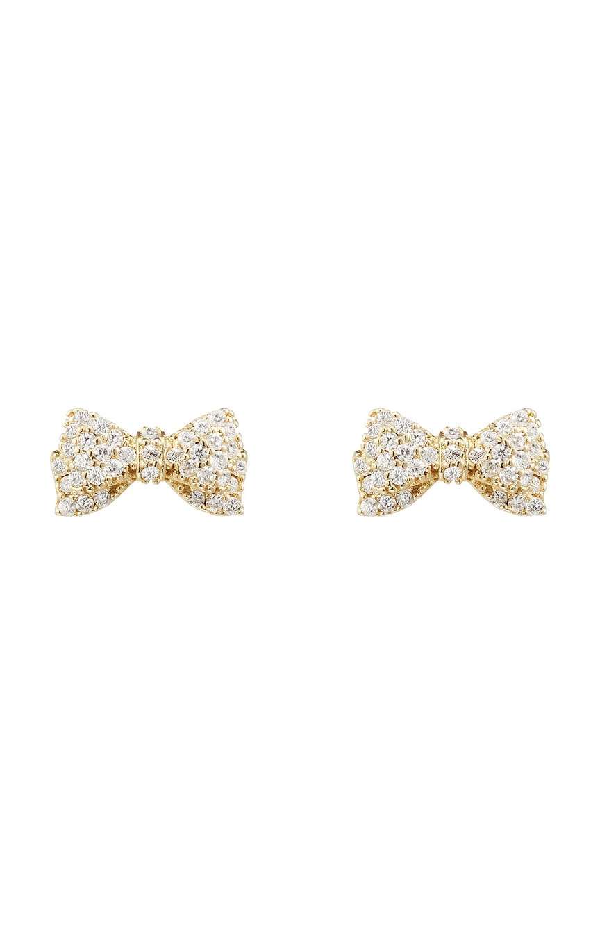 Numbering Ribbon Pave Stud Earrings
