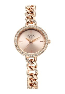 Titan Raga Showstopper Quartz Analog Rose Gold Round Dial Rose Gold Metal Strap Watch For Women
