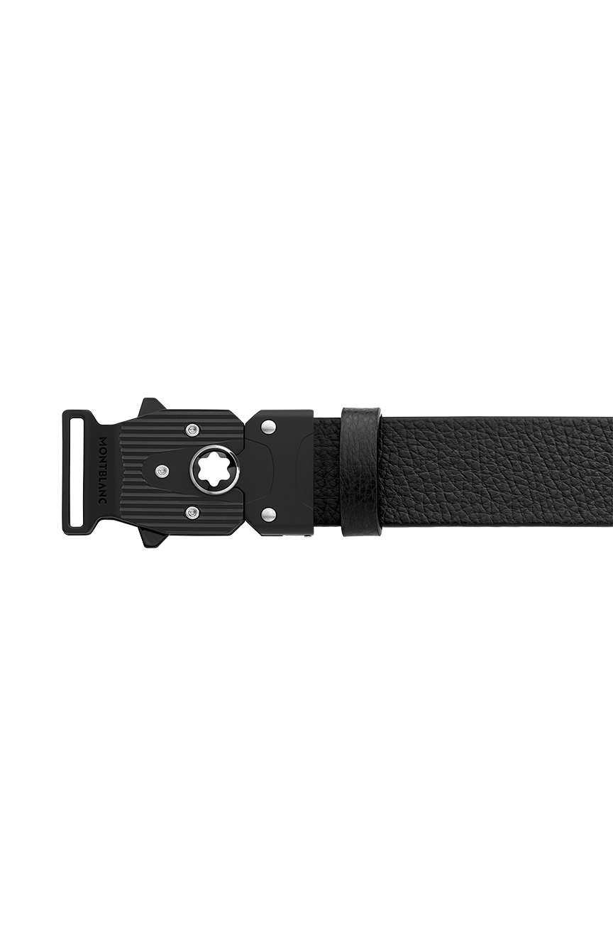 Montblanc M LOCK 4810 buckle grainy black 35 mm leather belt  