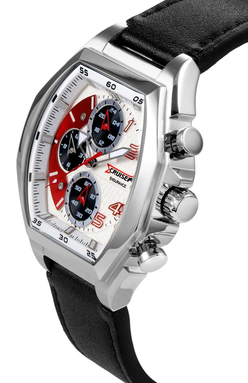 كروزر Gents Black leather strap watch