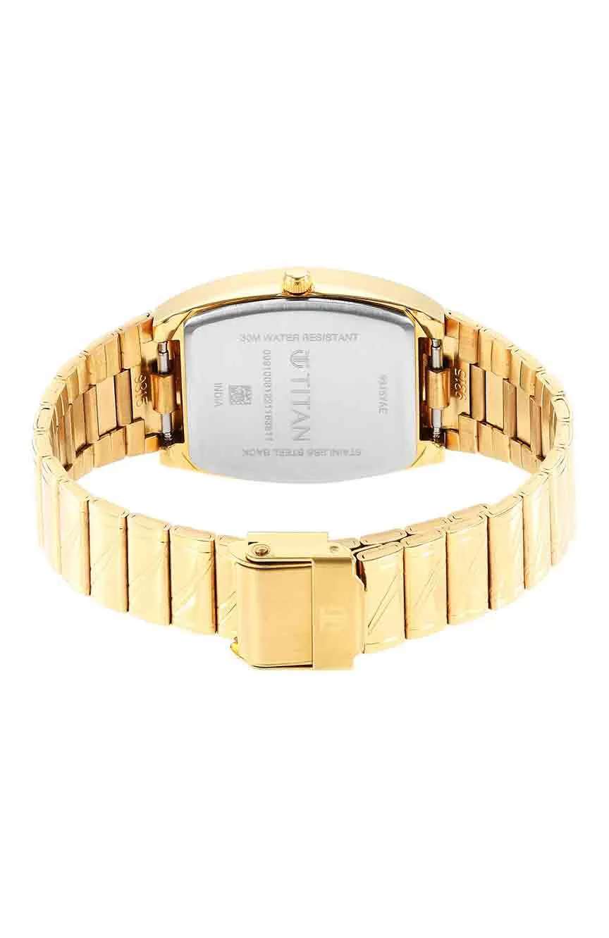 Titan Karishma Quartz Analog with Date Champagne Dial Stainless Steel Strap Watch for Men