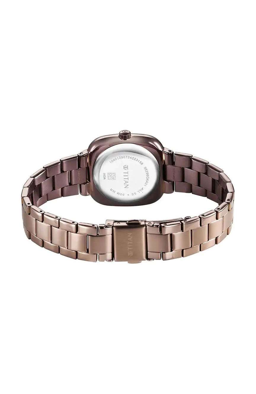 Titan Horizon Quartz Analog Brown Dial Stainless Steel Strap Watch For Women