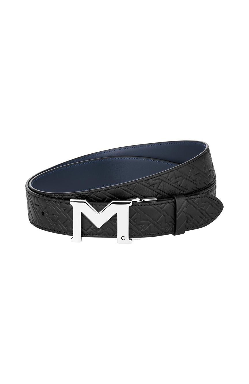 Montblanc M buckle black/blue 35 mm reversible leather belt 