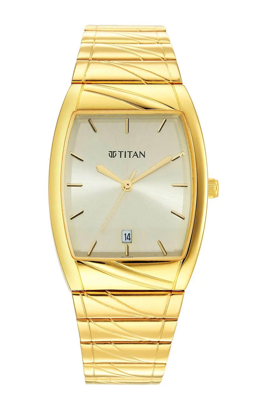 

Titan | Titan Karishma Quartz Analog with Date Champagne Dial Stainless Steel Strap Watch for Men