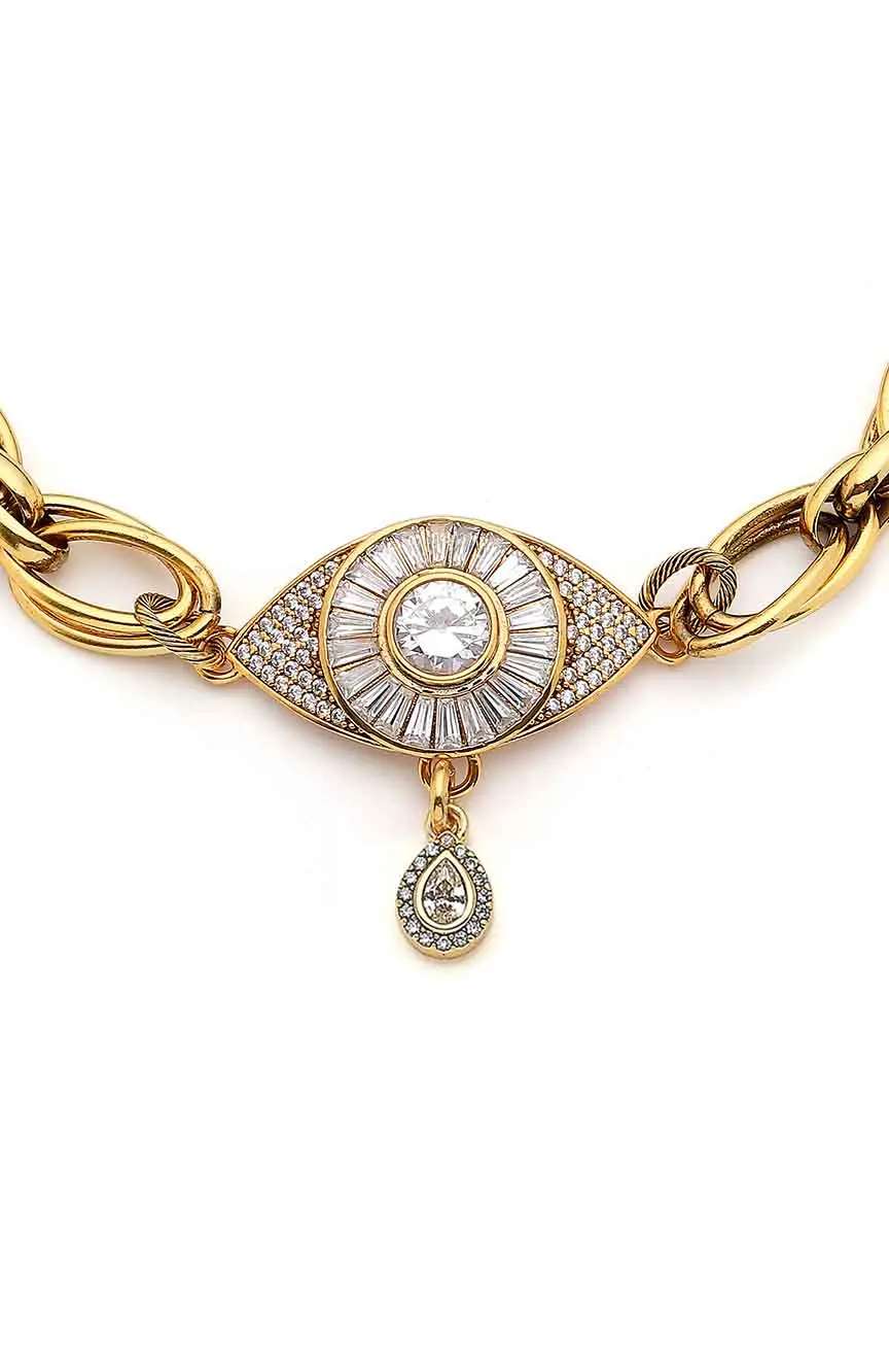 Mon Reve Protector Zircon Eye Charm Chain Necklace