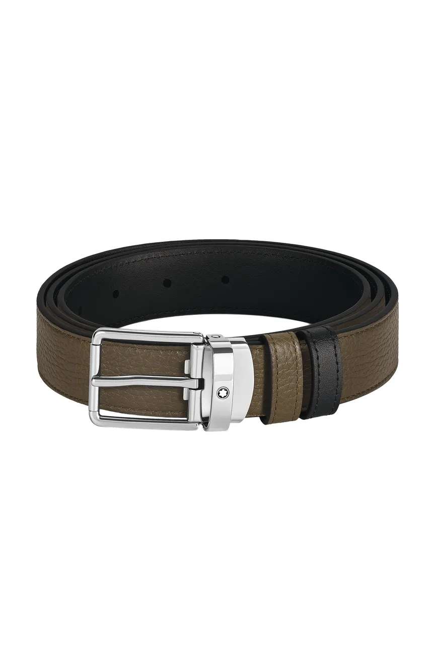 Montblanc Everyday buckle khaki/black 30mm reversible leather belt