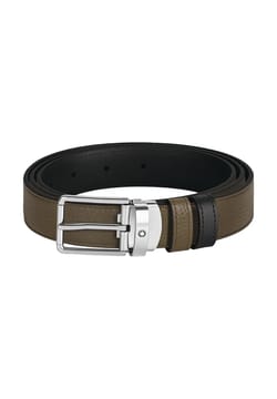 Montblanc Everyday buckle khaki/black 30mm reversible leather belt