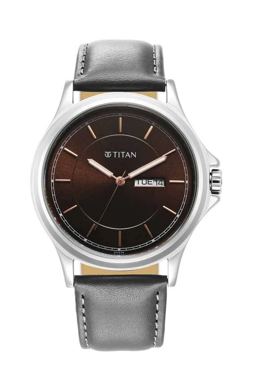 Titan Quartz Analog with Day and Date Brown Dial Watch for Men