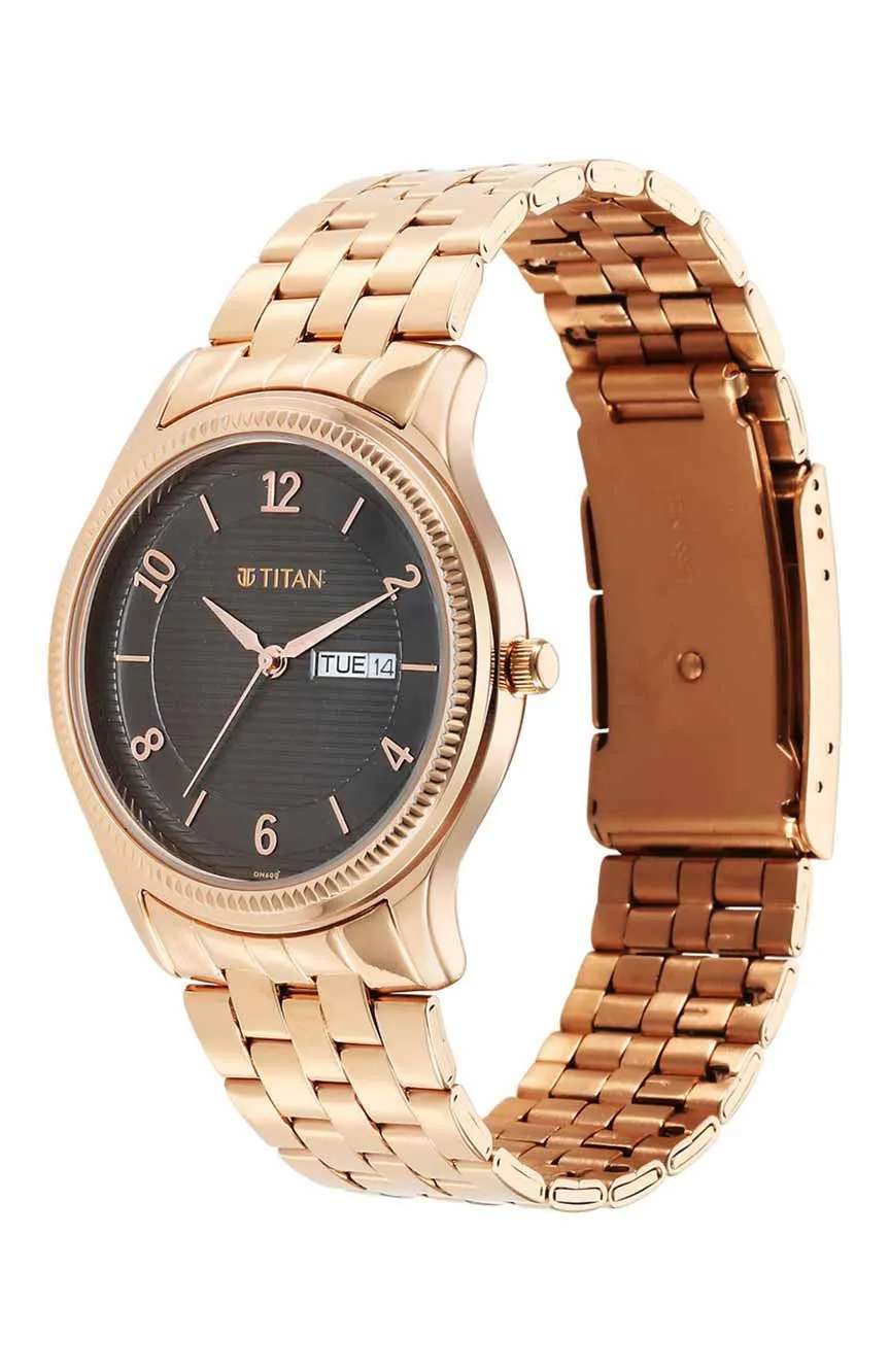 Titan Karishma Brown Dial Analog with Day and Date Stainless Steel Strap Watch for Men