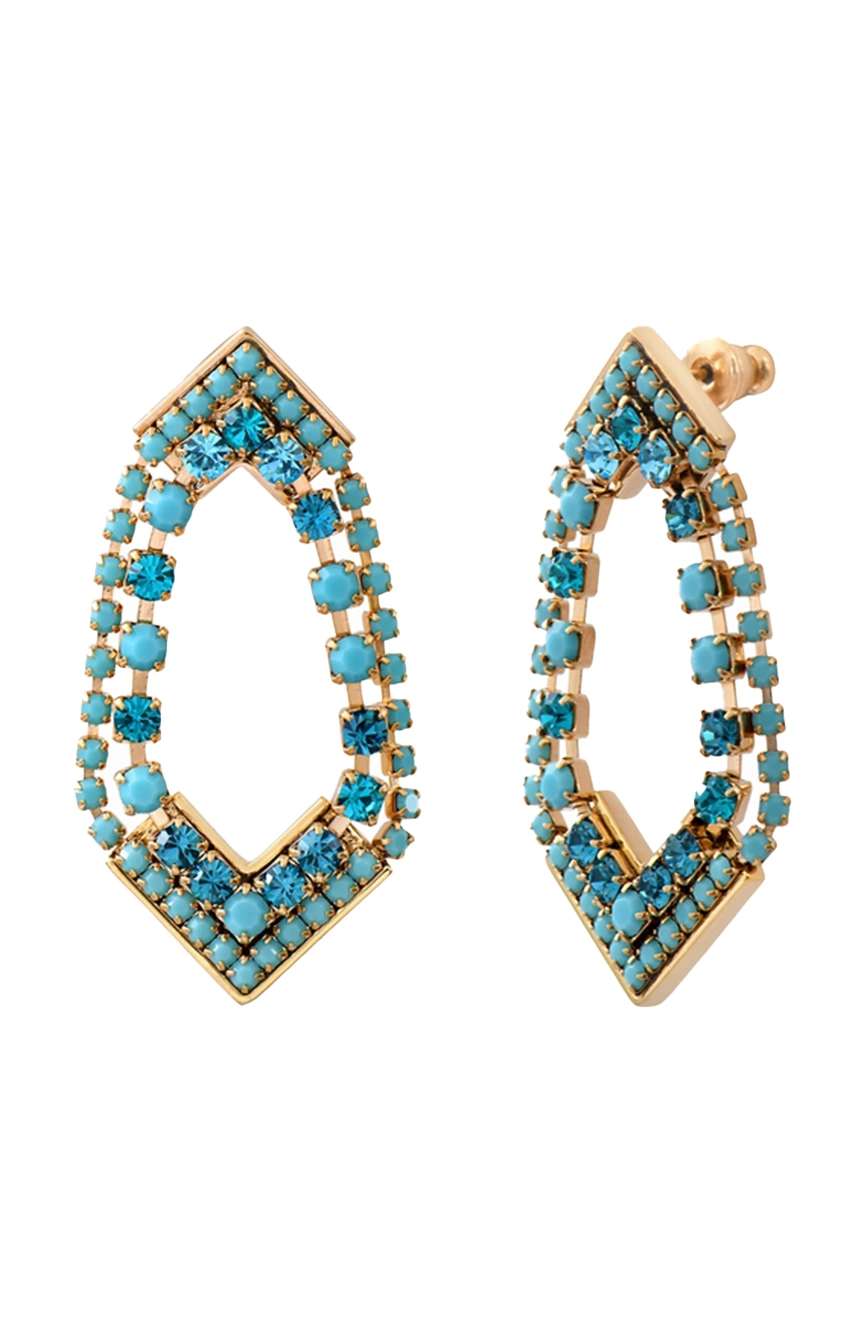 Satellite Rhinestone Prestige Crystal Stud Earrings - Turquoise