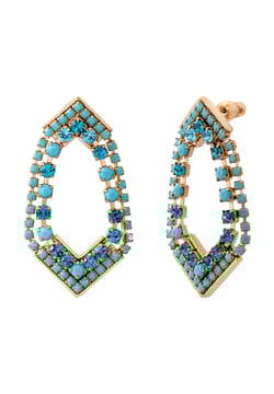 Satellite Rhinestone Prestige Crystal Stud Earrings - Turquoise