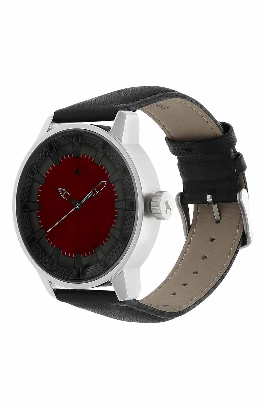 Titan Fastrack Quartz Analog Red Dial Leather Strap Watch for Guys ...