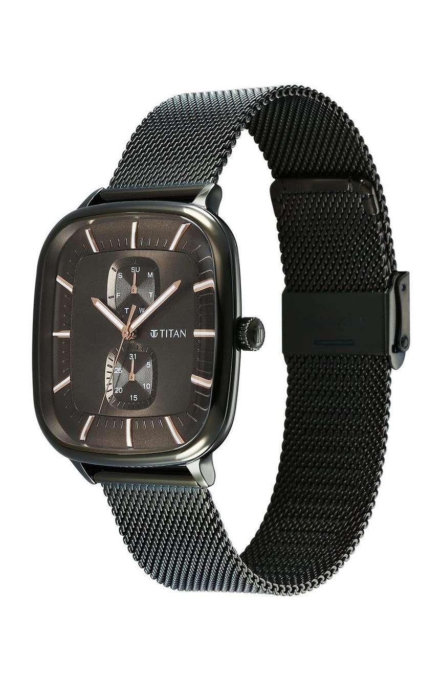 Titan Avant Garde Quartz Multifunction Brown Dial With Green Color Stainless Steel Strap Watch For Men