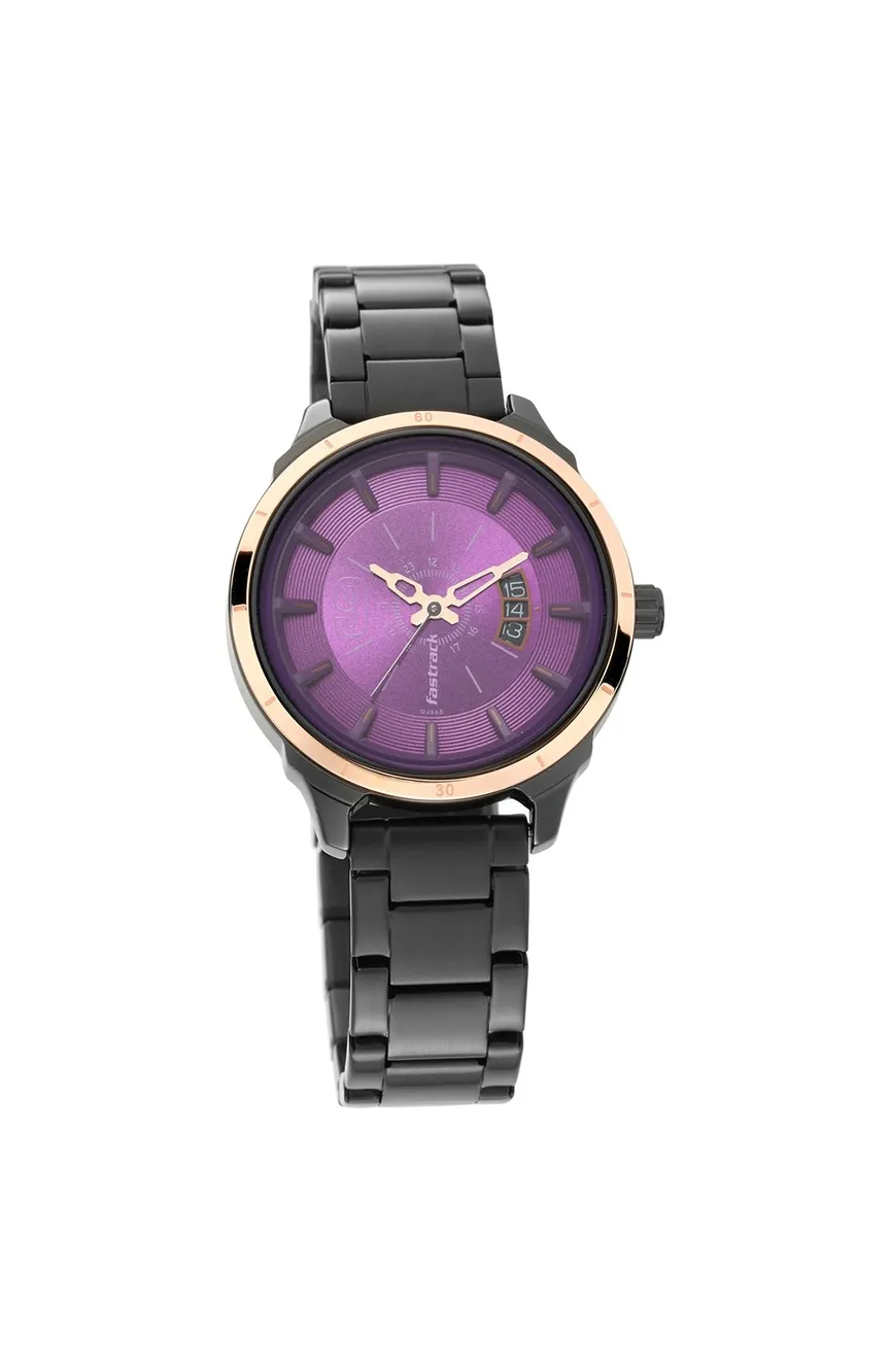 

Titan | Fastrack All Nighters Quartz Analog Purple Dial Stainless Steel Strap Watch for Girls