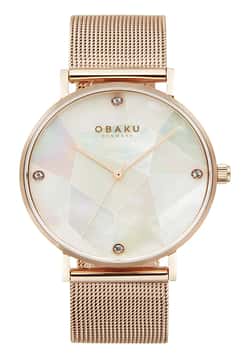 Obaku ساعة أنالوج بسوار شبكي للنساء