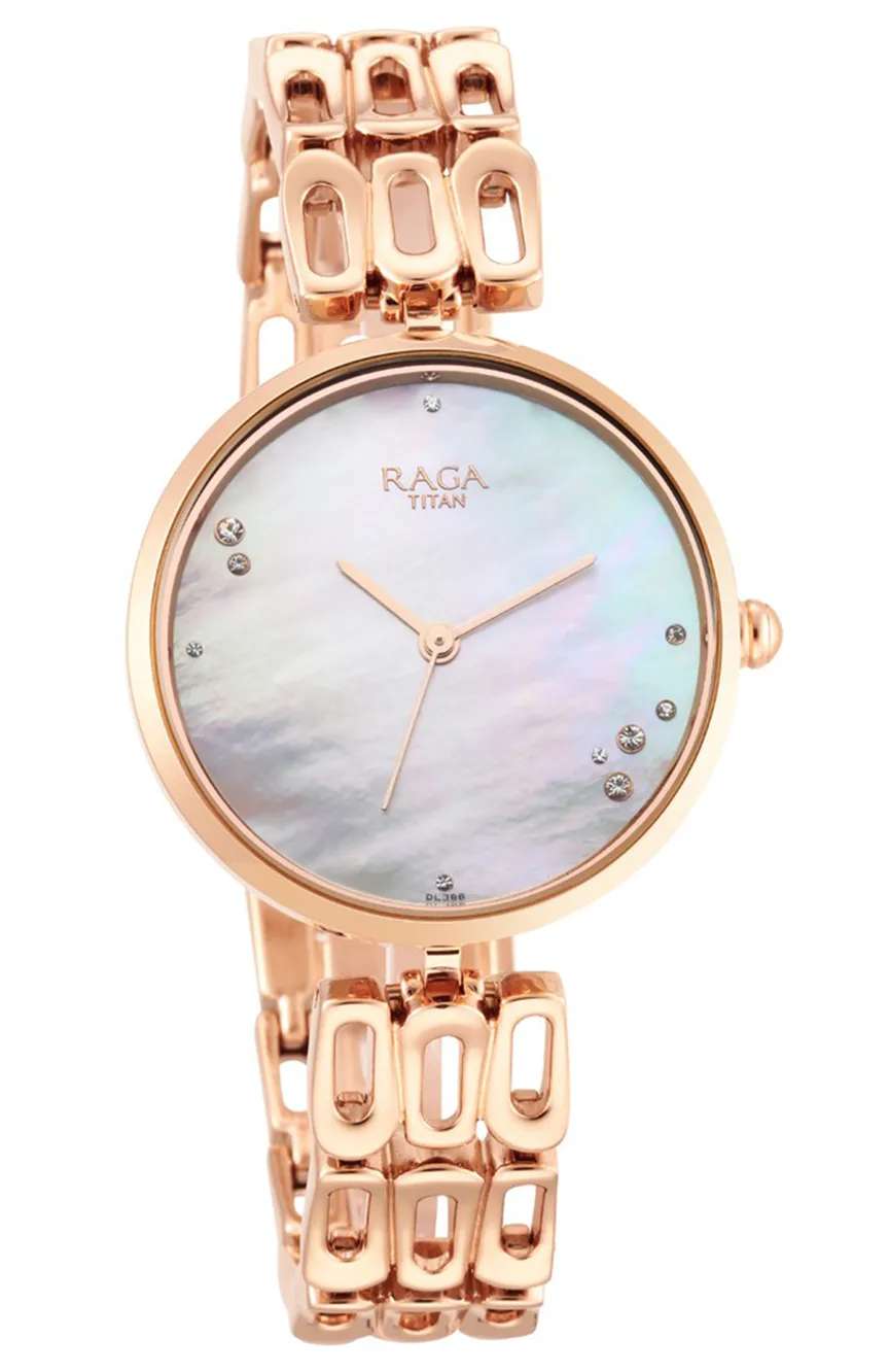 Titan Raga Chic Mother Of Pearl Dial Women Watch With Metal Strap