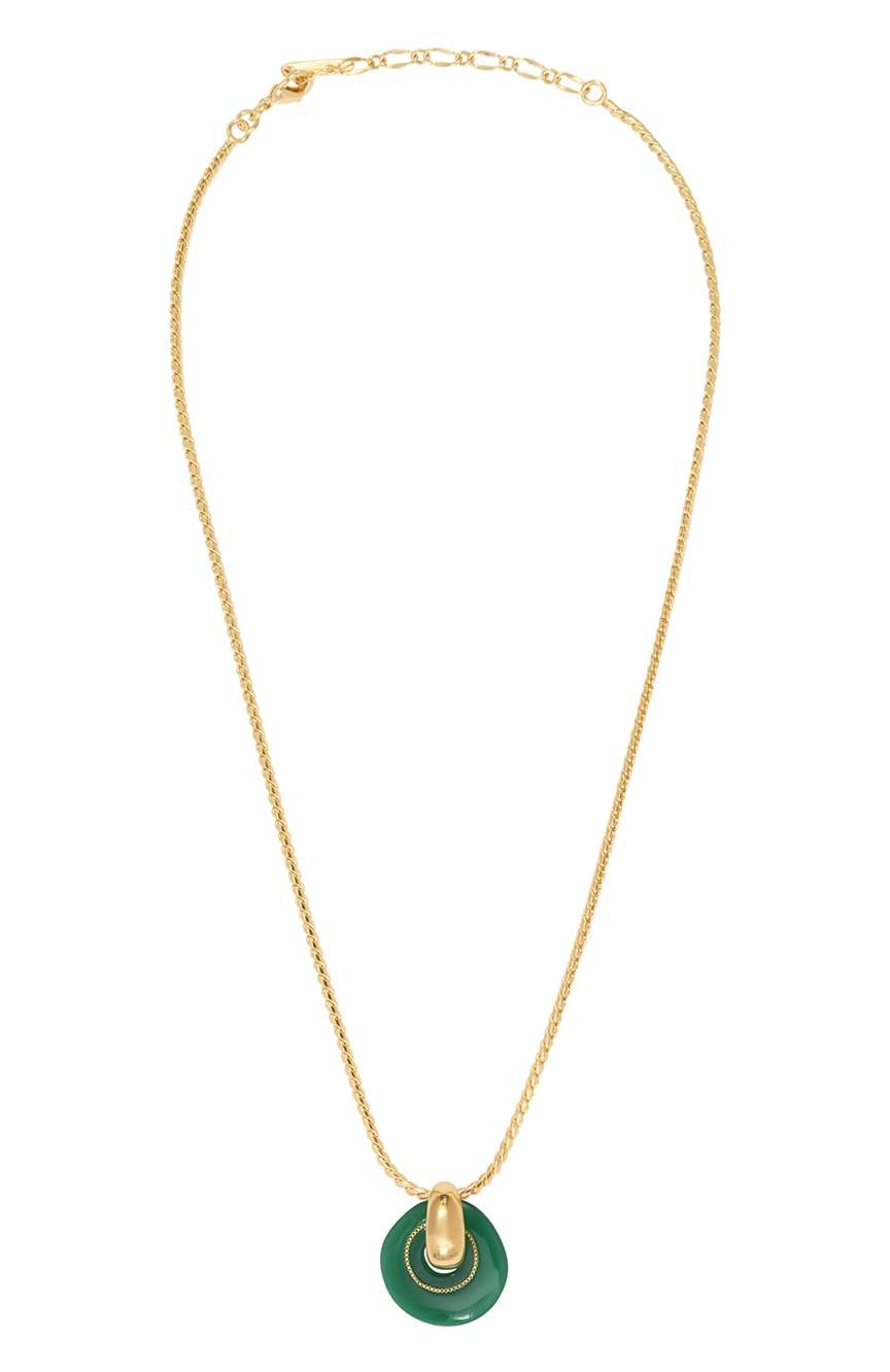 ستالايت قلادة ماسيريا المعدنية والراتنجية المطلية بالذهب القابلة للتعديل - أخضر