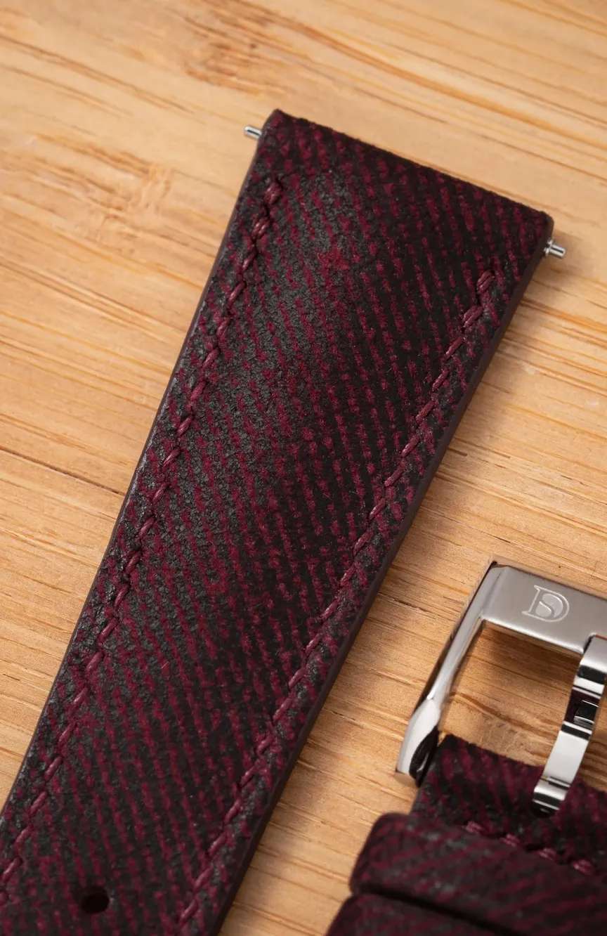 Delugs Leather - Maroon Denim Signature Strap