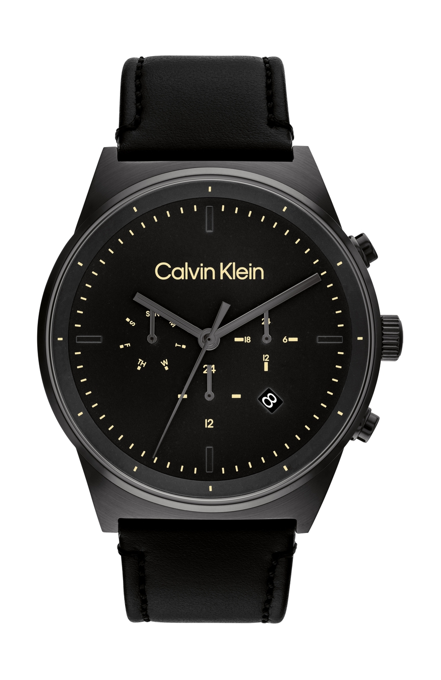 Calvin klein black store leather watch