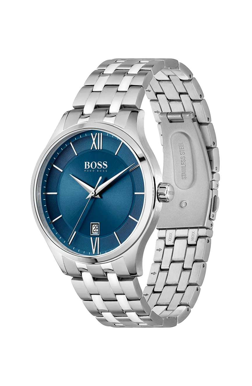 بوص ساعة يد رجالية بسوار ستانلس ستيل من بوص بتقنية الكوارتز - 1513895