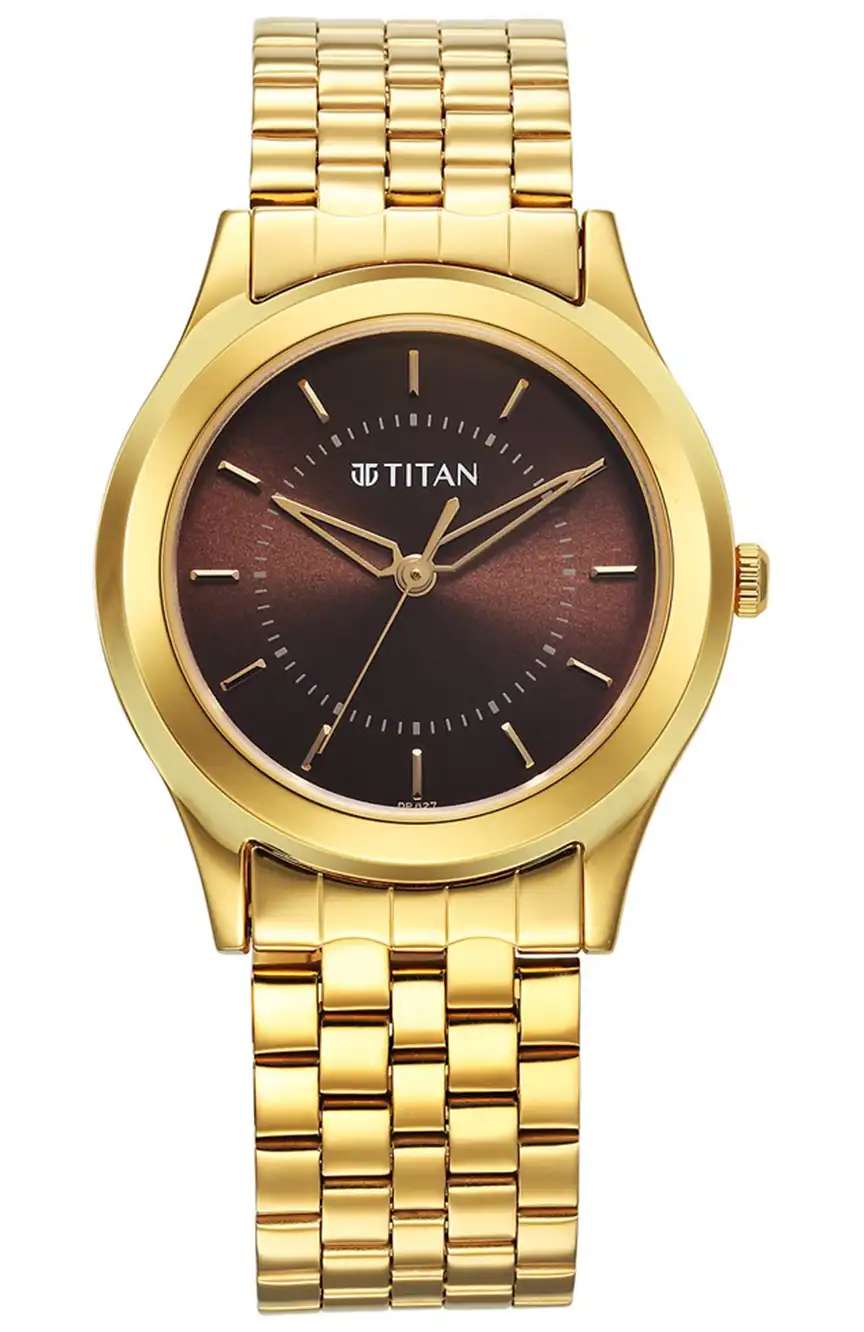 Titan Karishma Zing Quartz Analog Brown Dial Stainless Steel Strap Watch for Men