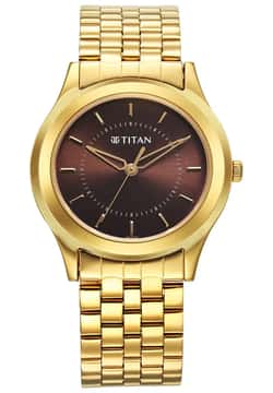 Titan Karishma Zing Quartz Analog Brown Dial Stainless Steel Strap Watch for Men