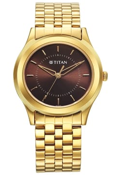 Titan Karishma Zing Quartz Analog Brown Dial Stainless Steel Strap Watch for Men