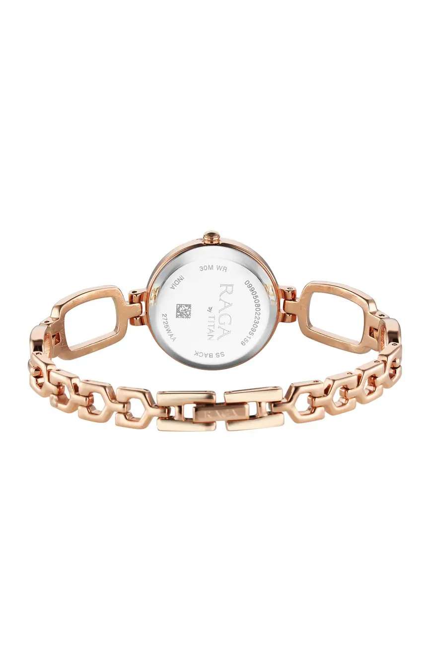 Titan Raga Quartz Analog Rose Gold Round Dial Rose Gold Metal Strap Watch For Women