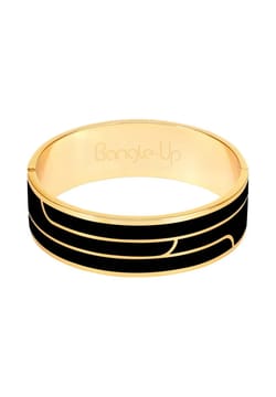 Bangle-Up Gaya lacquer clasp bracelet with lines in gilded metal