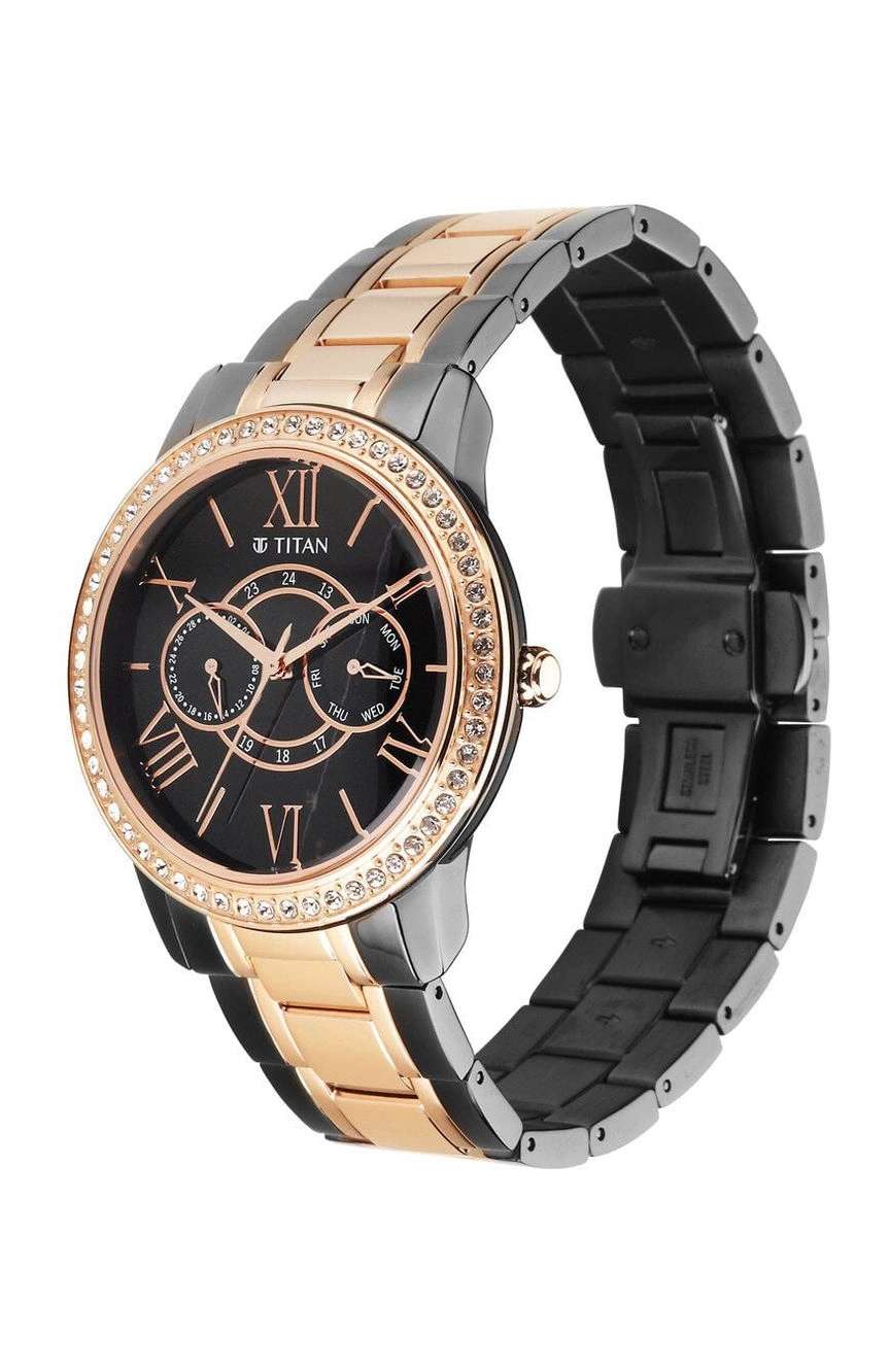 تيتان ساعة تيتان رويال كوارتز بميناء رخامي وسوار ستانلس إستيل بلونين للرجال