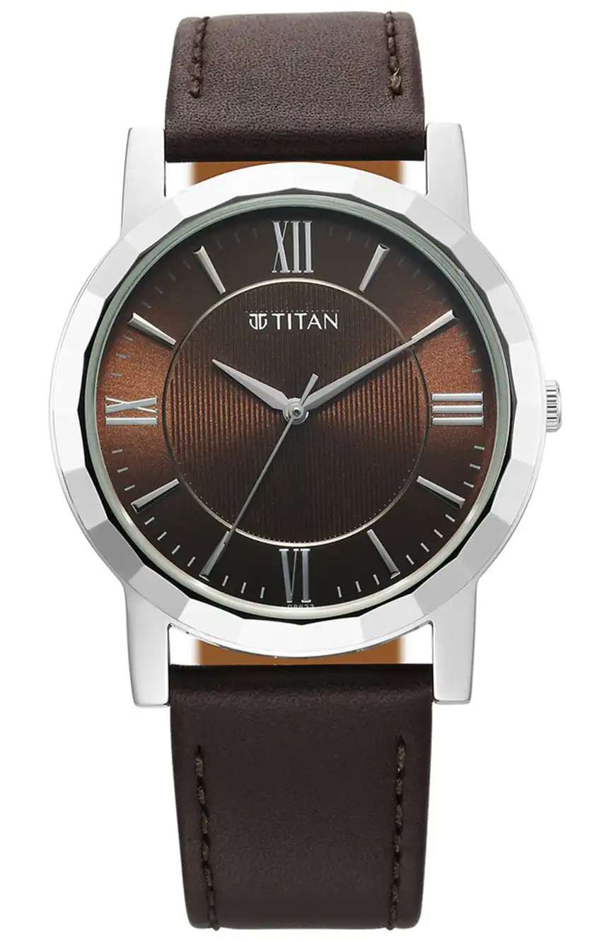 Titan Karishma Zing Quartz Analog Brown Dial Leather Strap Watch for Men