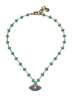 Mon Reve Lena Turquoise Beaded Chain Evil Eye Necklace