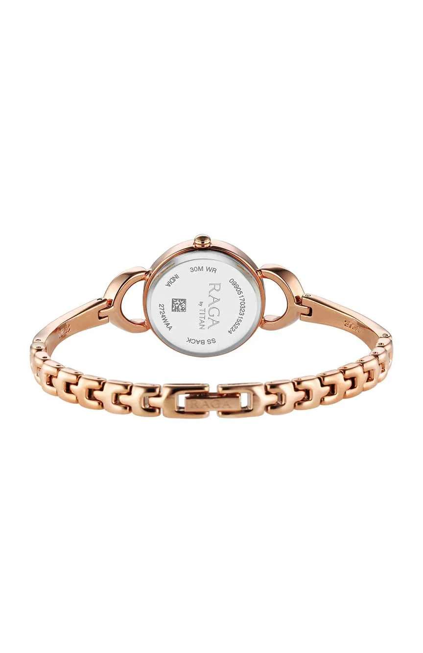 تيتان ساعة تيتان راجا بميناء ذهبي وردي للنساء