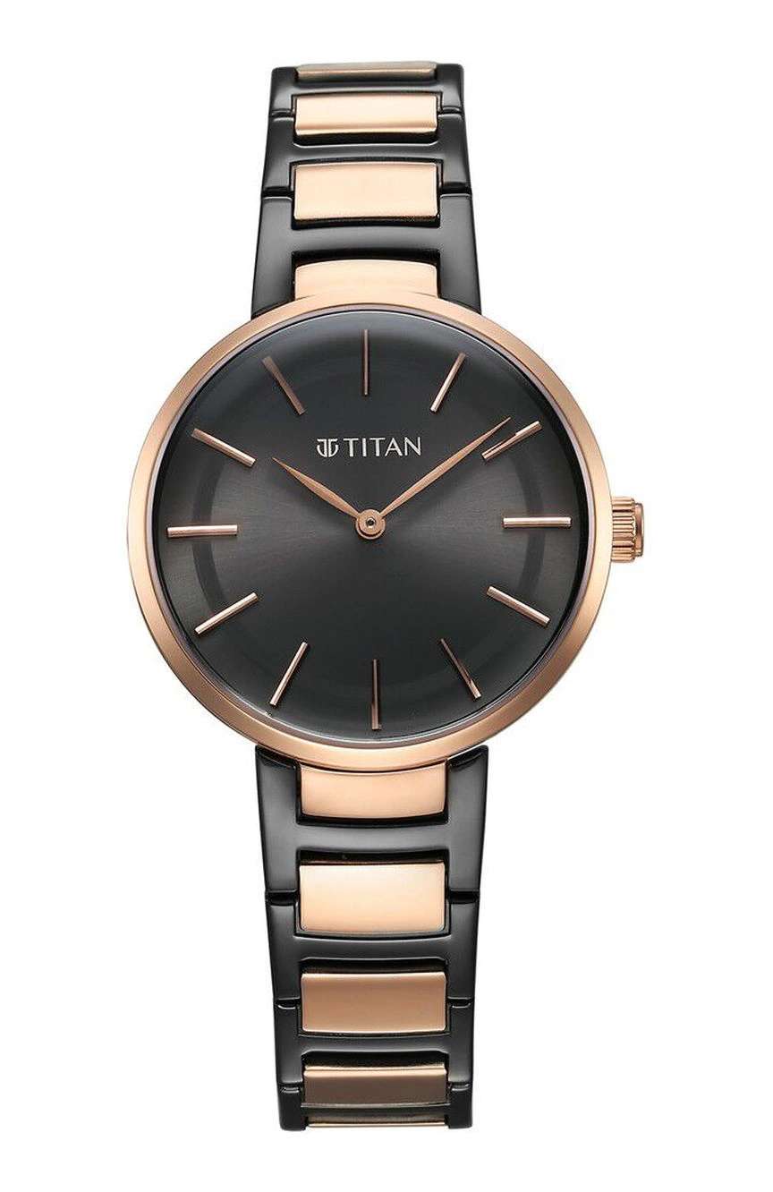 Titan Workwear Quartz Analog Anthracite Dial Stainless Steel Strap Watch for Women