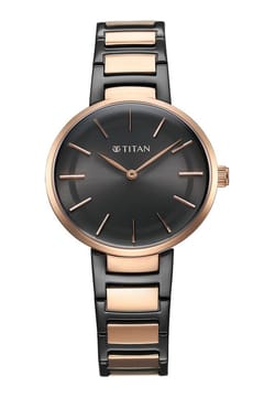 Titan Workwear Quartz Analog Anthracite Dial Stainless Steel Strap Watch for Women